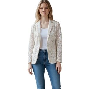 Esley Cream Lace Blazer Jacket